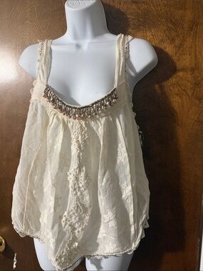 Boho Cream Beaded Embellished Camisole